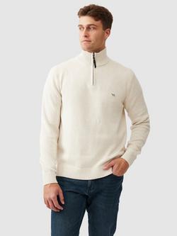 Rodd & Gunn Merrick Bay Knitted Cotton Quarter Zip Neck Jumper, Oat