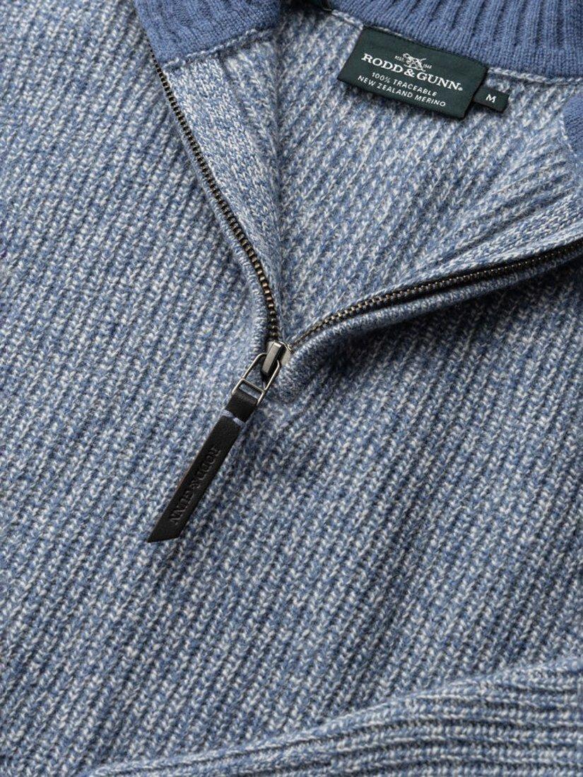Product image 5 of 5, which shows Rodd & Gunn Robbies Road Lambswool Quarter Zip Neck Jumper, Surf, XS