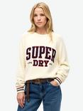 Superdry Slouchy Knitted Graphic Organic Cotton Jumper, Off White/Multi