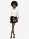 Superdry Sequin Disc Mini Skirt, Black