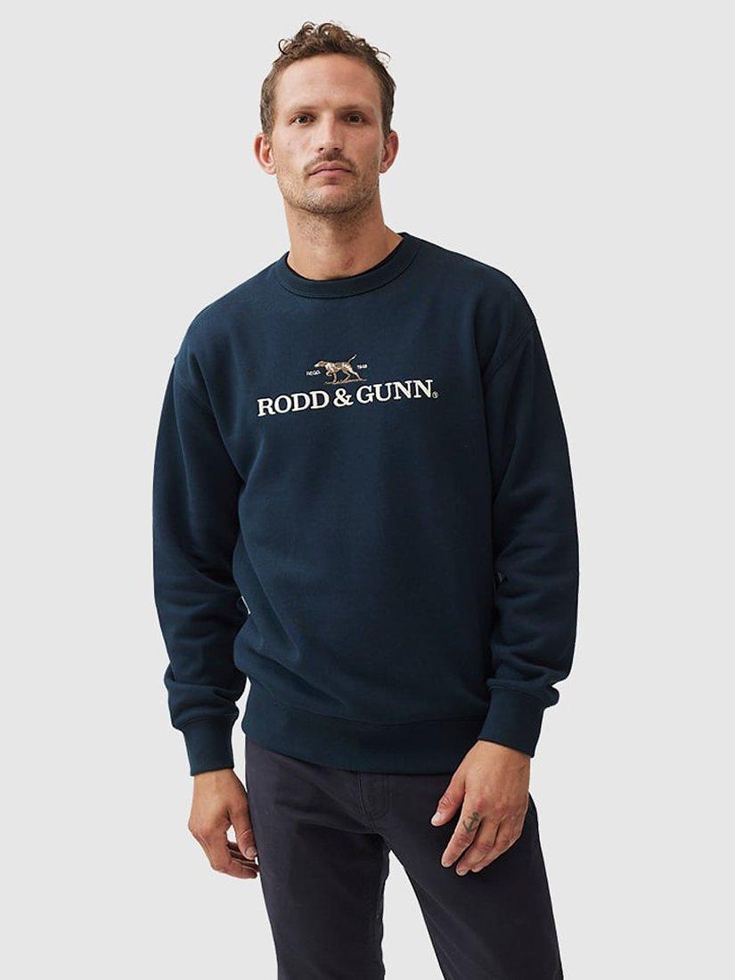 Product image 1 of 5, which shows Rodd & Gunn Gunn Cotton Blend Logo Embroidered Sweater, Lake, S