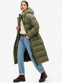 Superdry Ripstop Longline Puffer Jacket, Dusty Olive Green, Dusty Olive Green