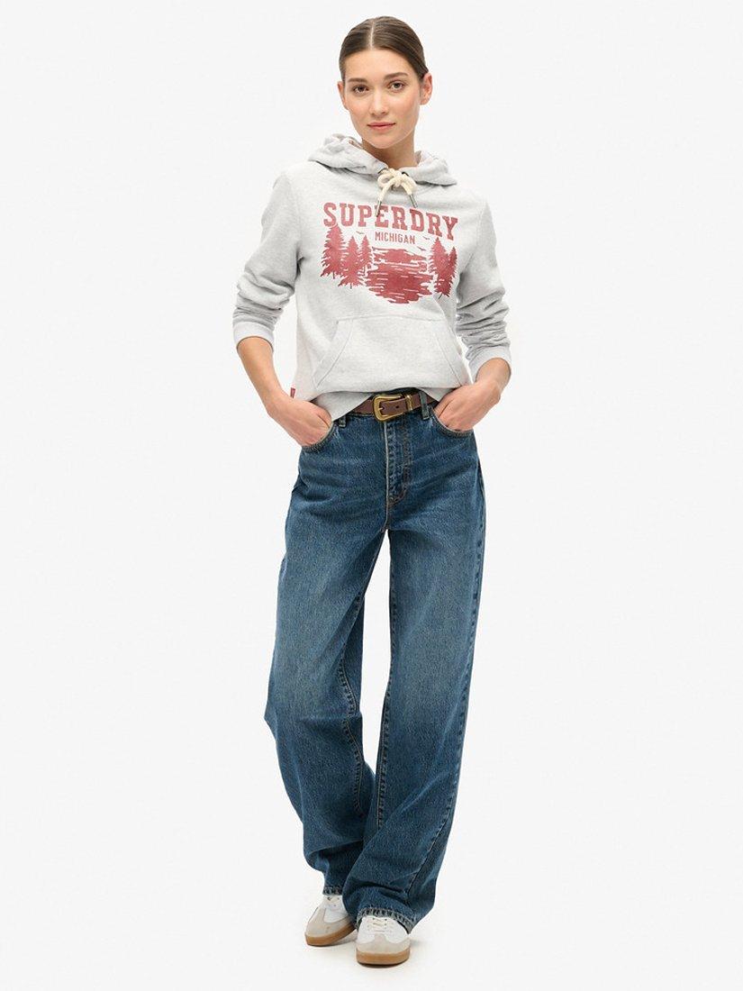 Product image 3 of 4, which shows Superdry Lo-Fi Outdoor Graphic Hoodie, Flake Grey, 12