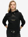 Superdry Luxe Metallic Logo Hoodie, Black