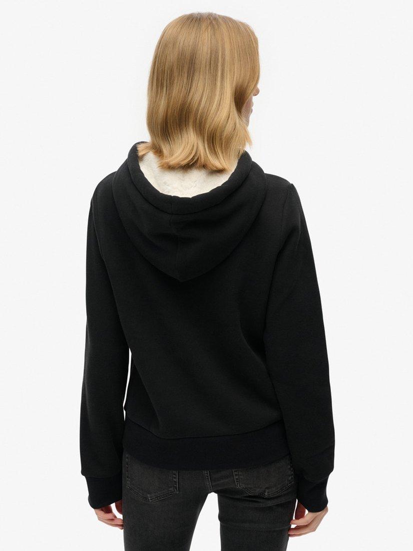 Product image 2 of 5, which shows Superdry Luxe Metallic Logo Hoodie, Black, 12