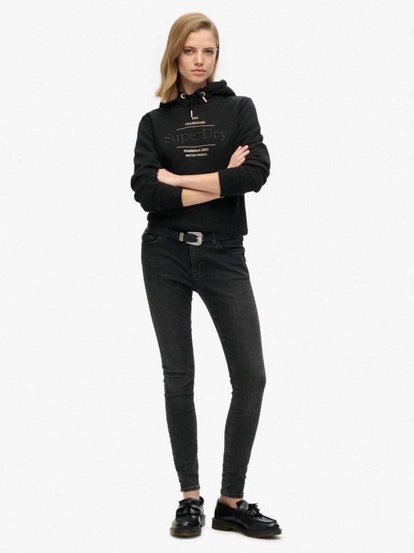 Product image 3 of 5, which shows Superdry Luxe Metallic Logo Hoodie, Black, 12