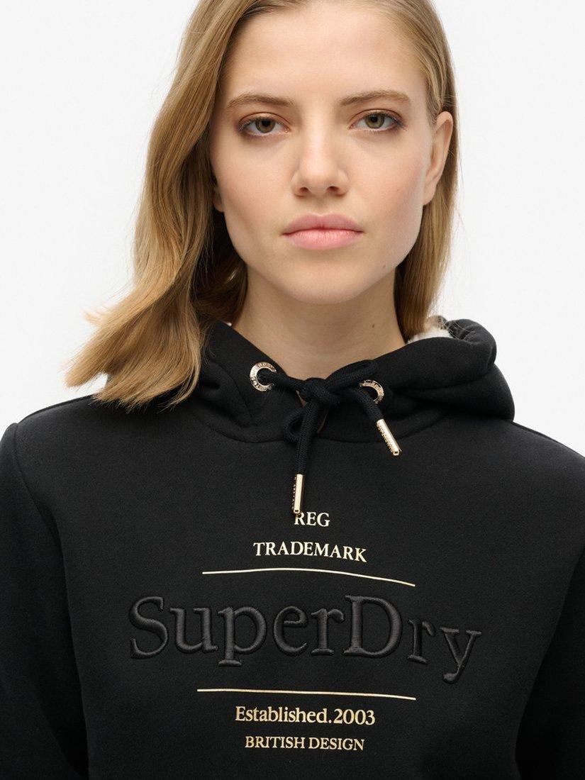 Product image 4 of 5, which shows Superdry Luxe Metallic Logo Hoodie, Black, 12