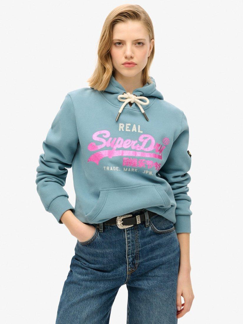 Superdry Embellished Vintage Logo Graphic Hoodie Aegean Blue