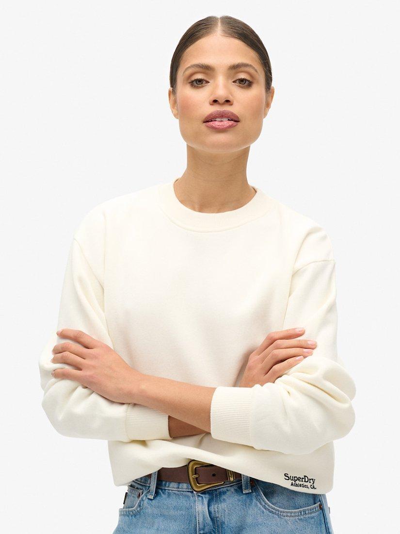 Product image 1 of 3, which shows Superdry Essential Logo Sweatshirt, Off White, 12