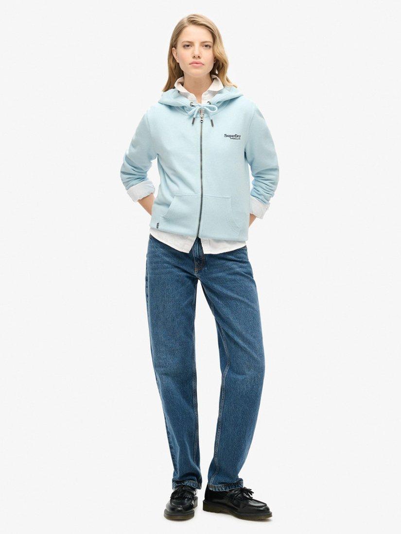 Product image 2 of 5, which shows Superdry Essential Logo Zip Hoodie, Winter Sky Blue, 6