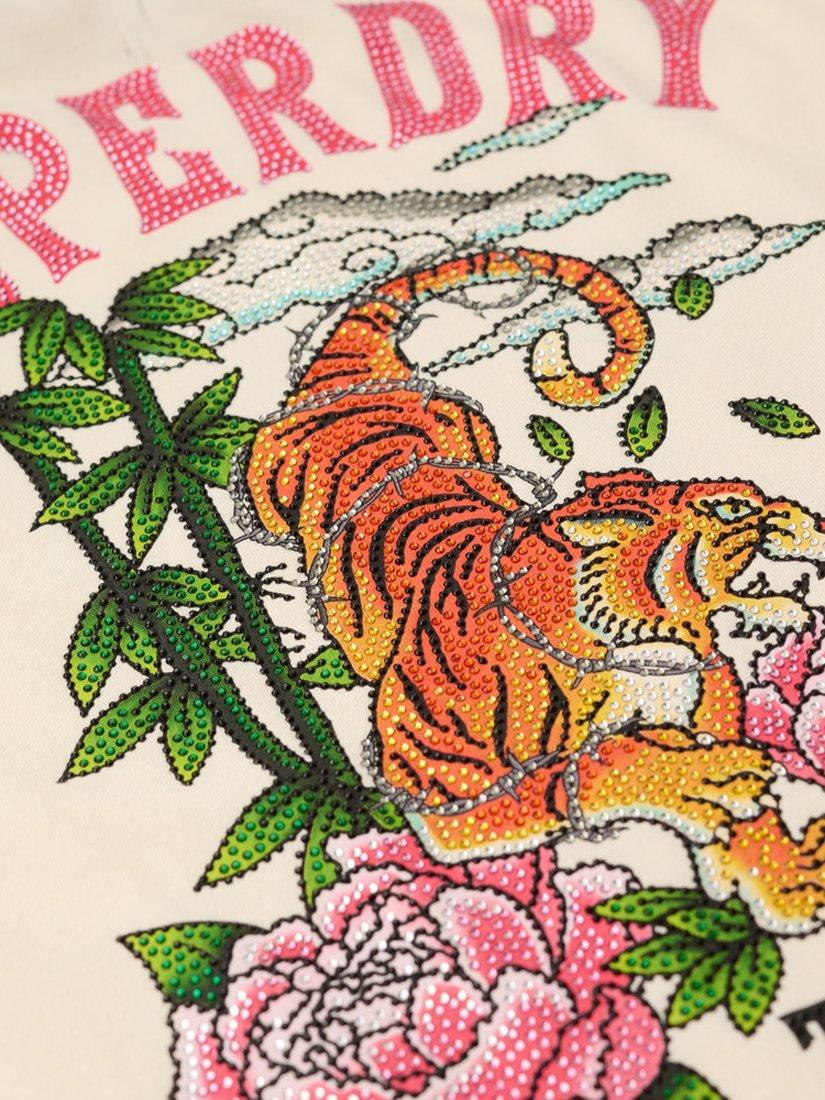 Product image 5 of 5, which shows Superdry Tattoo Rhinestone Fitted T-Shirt, Rice White, 12