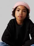 Calvin Klein Jeans Kids' Monogram Ribbed Beanie, Peach Whip