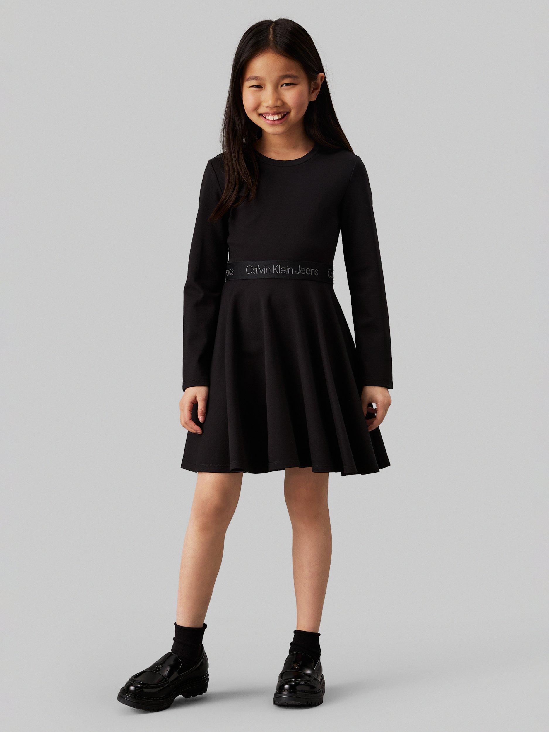 Product image 1 of 4, which shows Calvin Klein Kids' Logo Tape Dress, Ck Black, 4 years