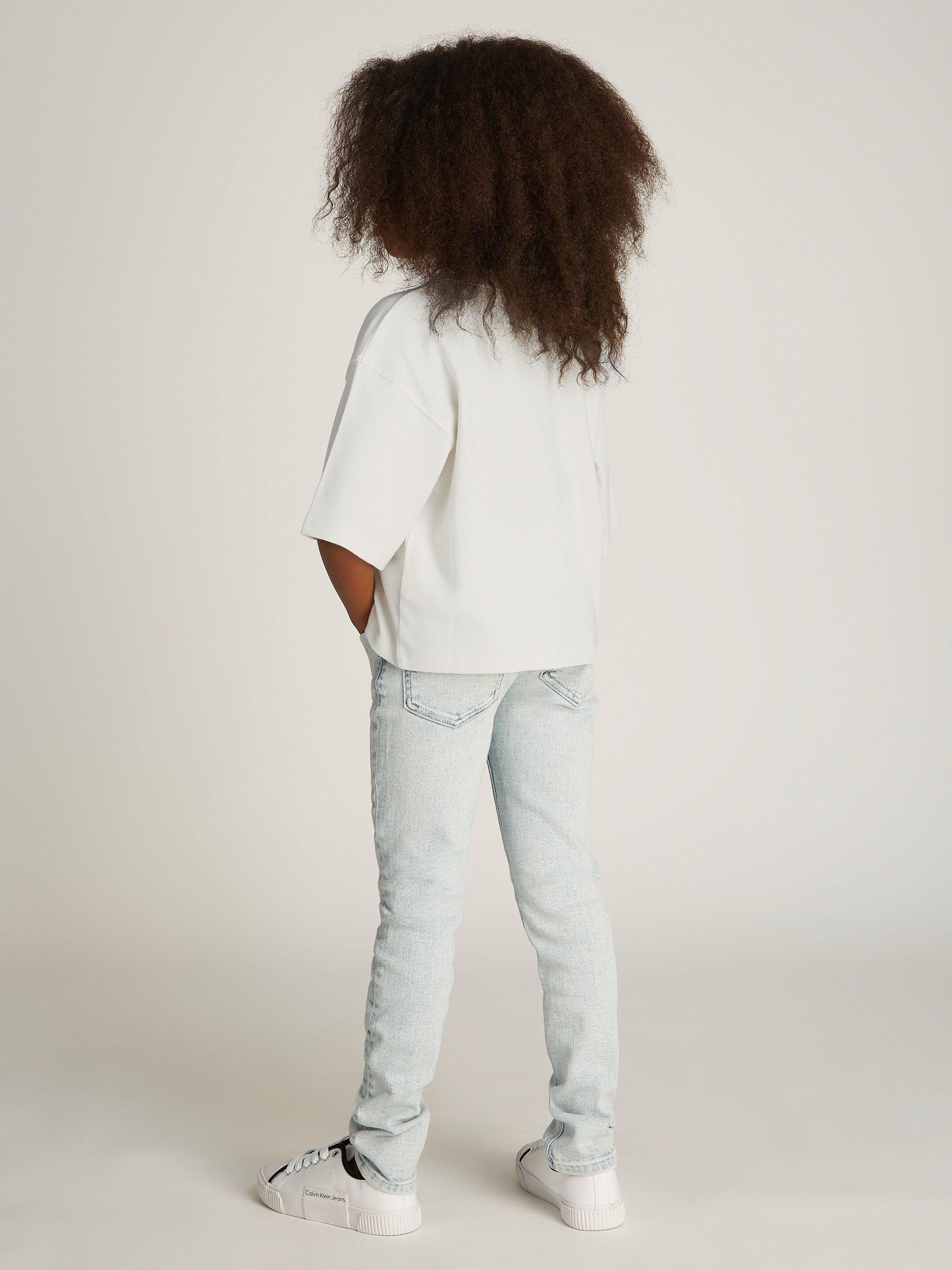 Product image 2 of 4, which shows Calvin Klein Jeans Kids' Teddy Monologo Cotton T-Shirt, Ivory, 14 years