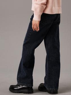 Calvin Klein Jeans Kids' High Rise Wide Leg Jeans, Blue Black Rigid - view 2, Blue Black Rigid