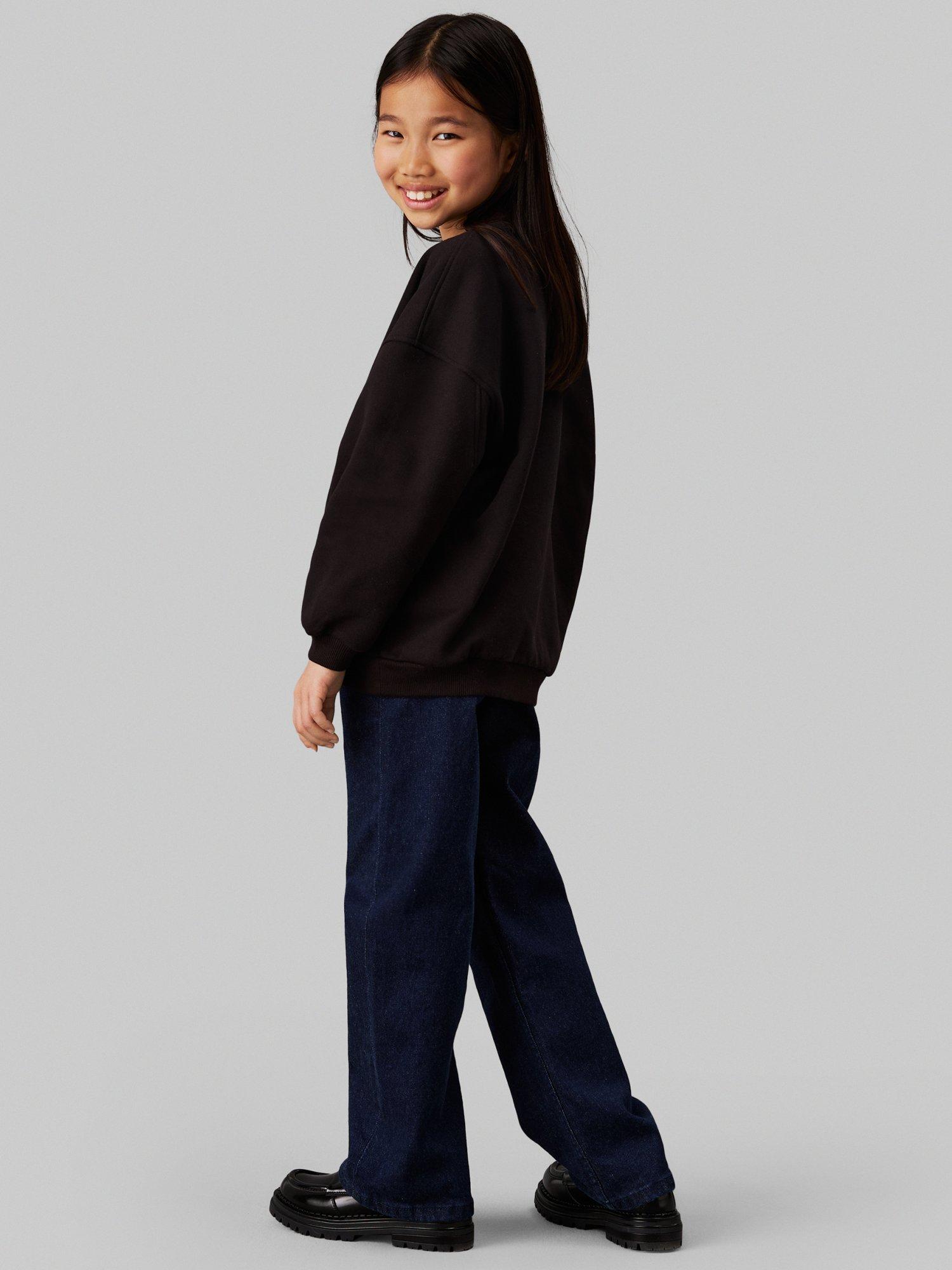 Product image 2 of 4, which shows Calvin Klein Kids' Wide Leg Jeans, Dark Blue, 8 years