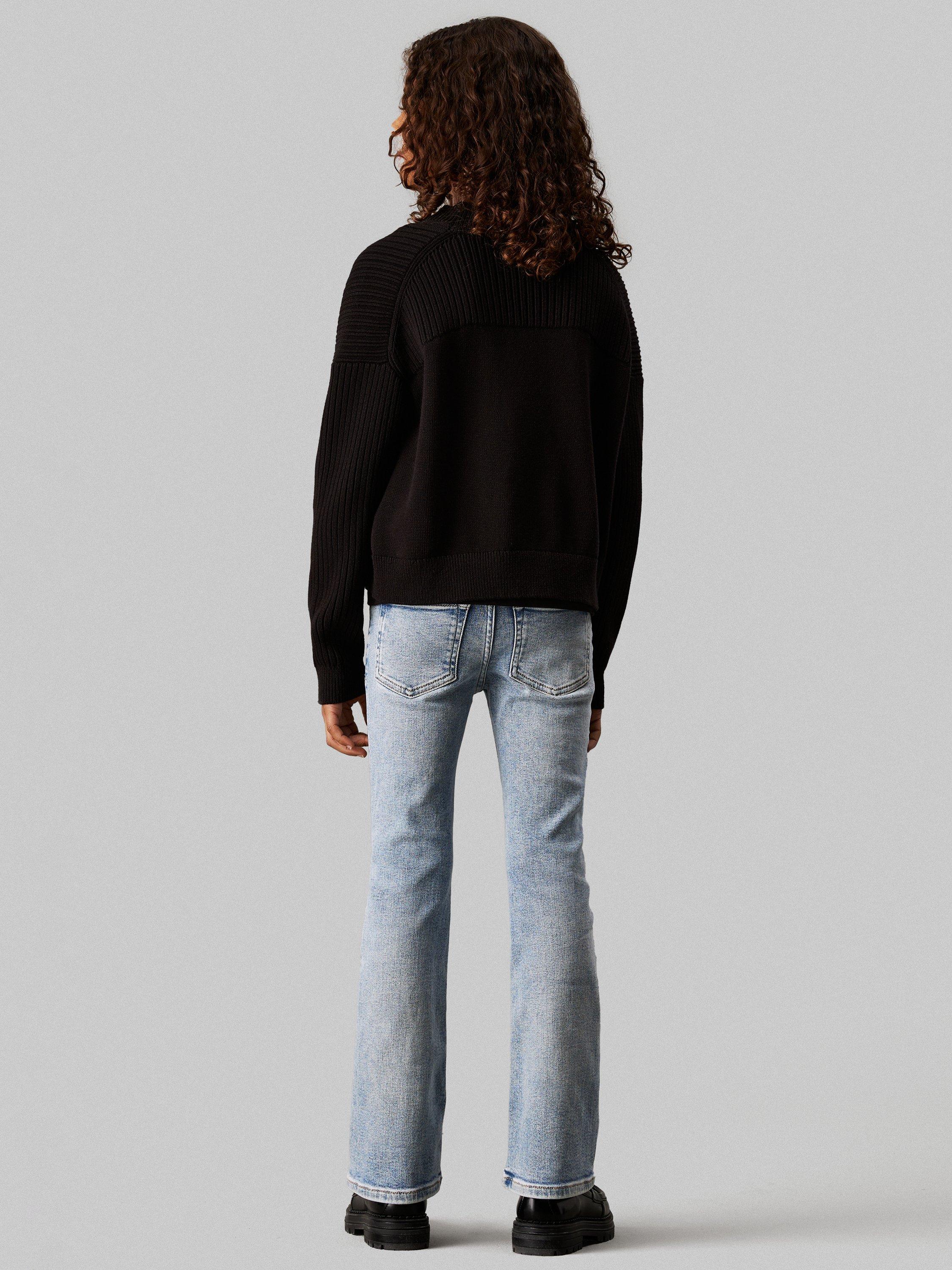 Product image 2 of 2, which shows Calvin Klein Jeans Kids' Mid Rise Flared Jeans, Ocean Blue Stretch, 16 years