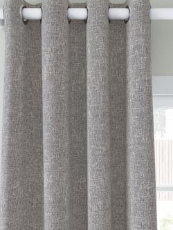 John Lewis Boucle Pair Blackout/Thermal Lined Eyelet Curtains, Pale Grey Storm