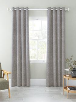 John Lewis Boucle Pair Blackout/Thermal Lined Eyelet Curtains - view 2, Pale Grey Storm
