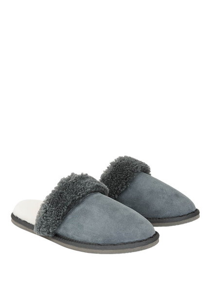 Celtic & Co. Men's Sheepskin Mule Slippers - view 2, Dark Grey