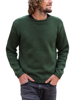 Celtic & Co. Textured Stitch Merino Wool Jumper, Forest, Forest