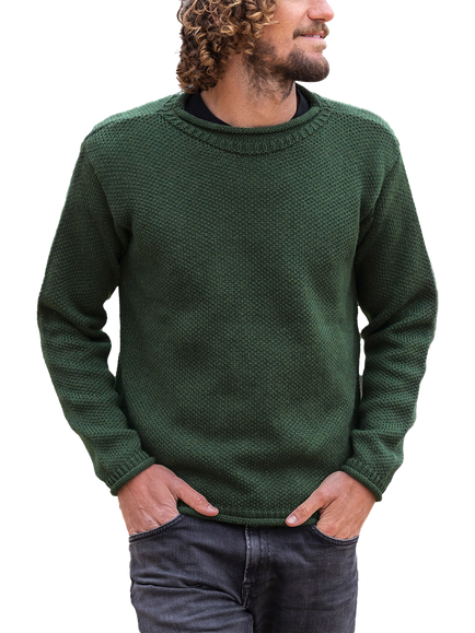 Celtic & Co. Textured Stitch Merino Wool Jumper, Forest, Forest