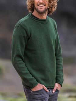 Celtic & Co. Textured Stitch Merino Wool Jumper, Forest - view 2, Forest