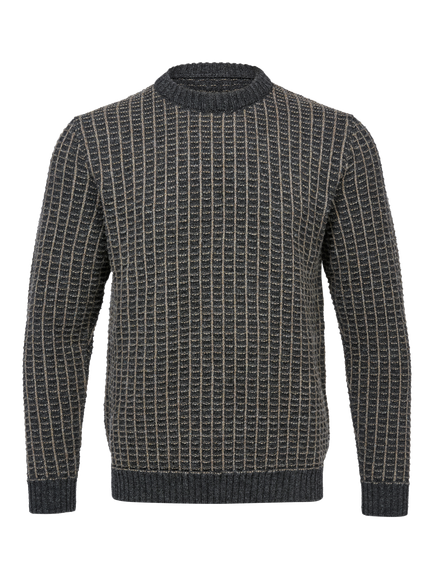 Celtic & Co. Wool Contrast Stitch Jumper, Charcoal - view 2, Charcoal