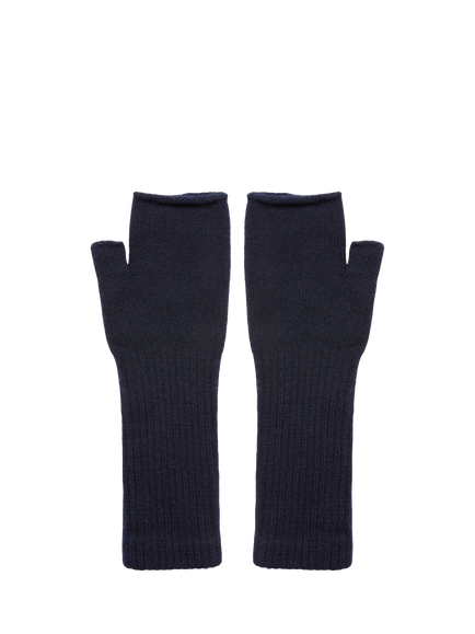 Celtic & Co. Super Soft Pure Wool Wrist Warmers - view 2, Dark Navy