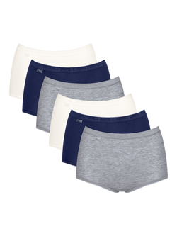 sloggi Basic+ Maxi Brief, Pack of 6, Cream/Navy/Grey