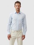 Lowcliffe Micro Print Cotton Regular Fit Long Sleeve Shirt, Sky