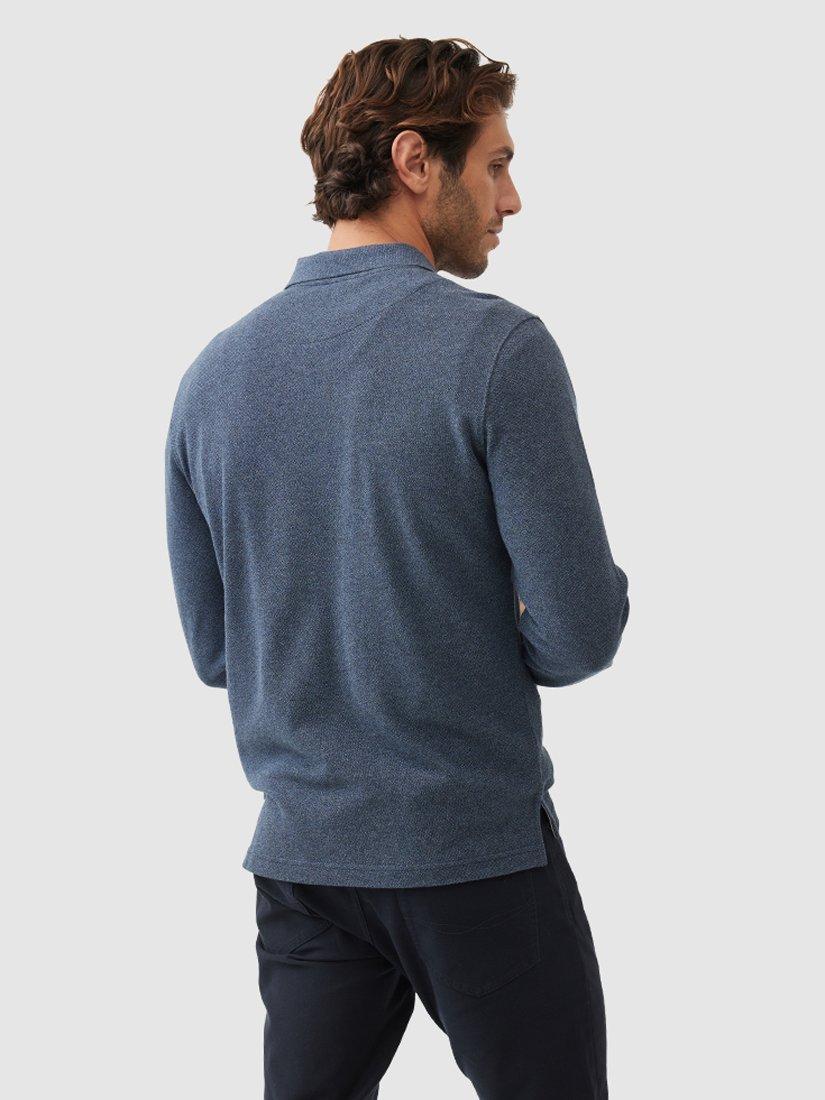 Product image 3 of 5, which shows Rodd & Gunn Gunn Cotton Slim Fit Long Sleeve Polo Shirt, Marine, XS