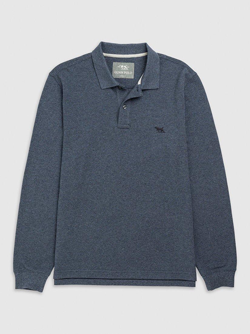 Product image 4 of 5, which shows Rodd & Gunn Gunn Cotton Slim Fit Long Sleeve Polo Shirt, Marine, XS