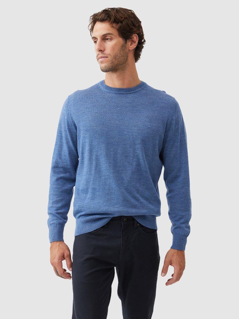 Product image 1 of 5, which shows Rodd & Gunn Ferndale Traceable New Zealand Merino Round Neck Jumper, Ocean, M