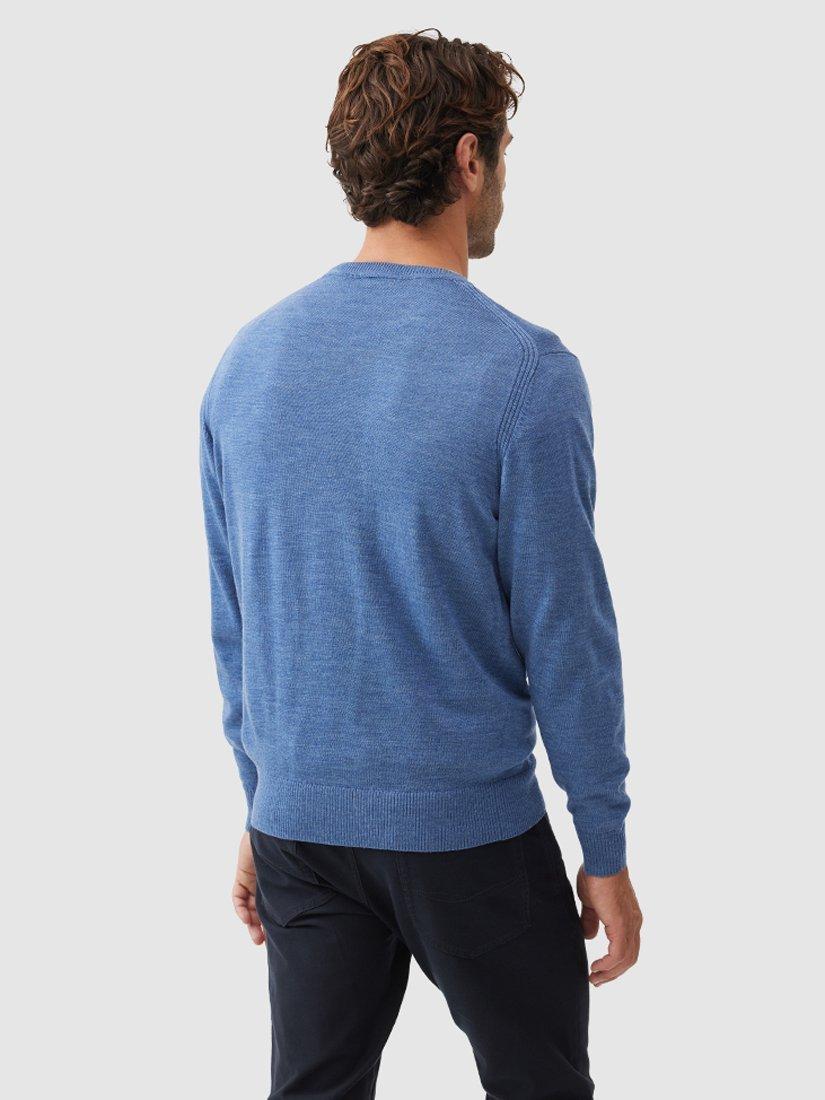 Product image 3 of 5, which shows Rodd & Gunn Ferndale Traceable New Zealand Merino Round Neck Jumper, Ocean, M