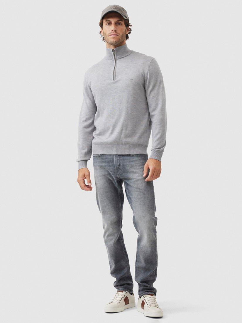 Product image 2 of 5, which shows Rodd & Gunn Calderwell Traceable New Zealand Merino Zip Neck Jumper, Smoke, XS