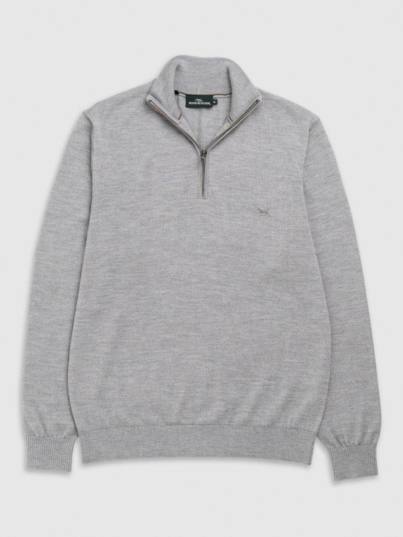 Product image 4 of 5, which shows Rodd & Gunn Calderwell Traceable New Zealand Merino Zip Neck Jumper, Smoke, XS