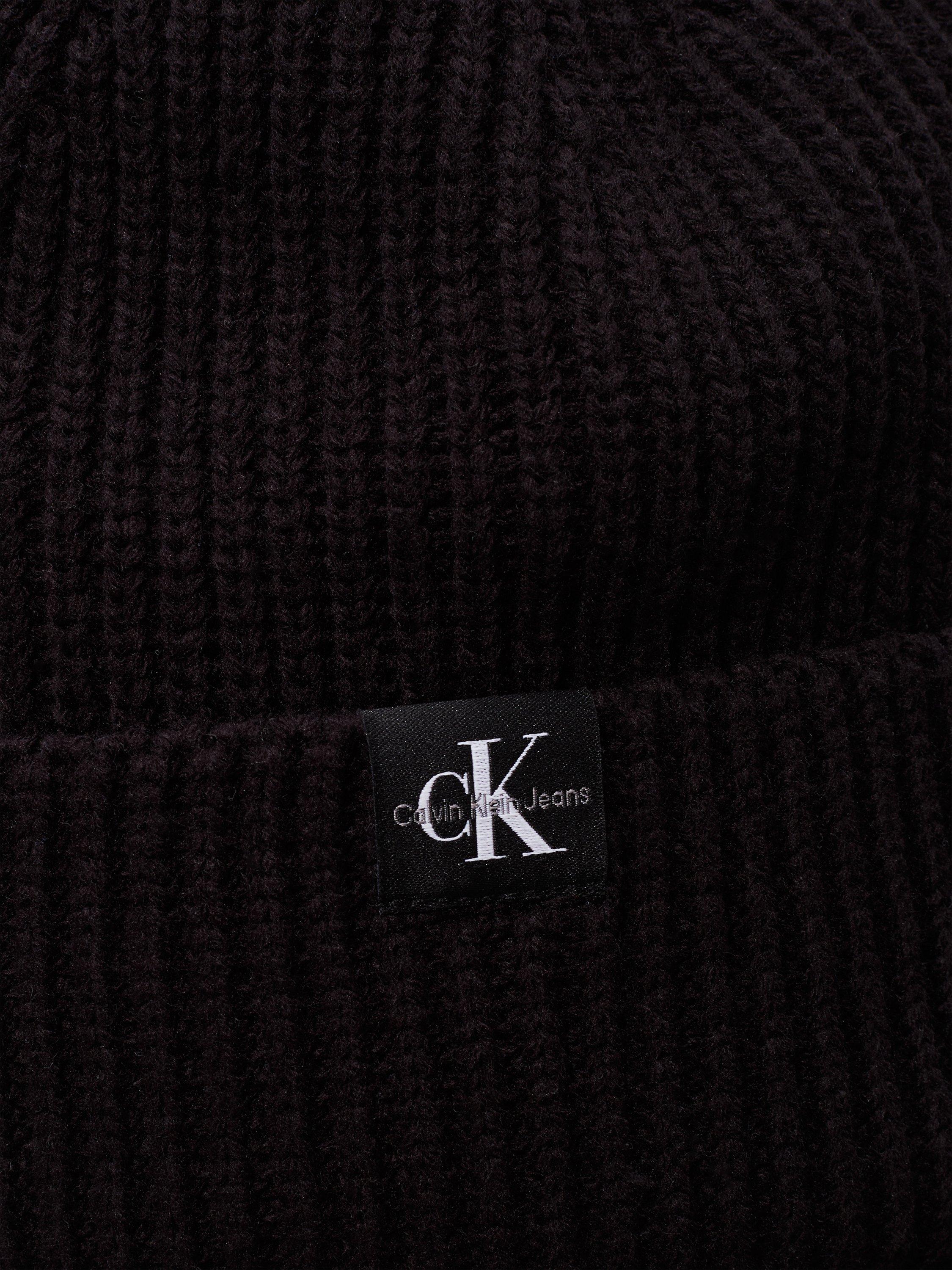 Product image 5 of 5, which shows Calvin Klein Kids' Monogram Ribbed Hat, Ck Black, L-XL