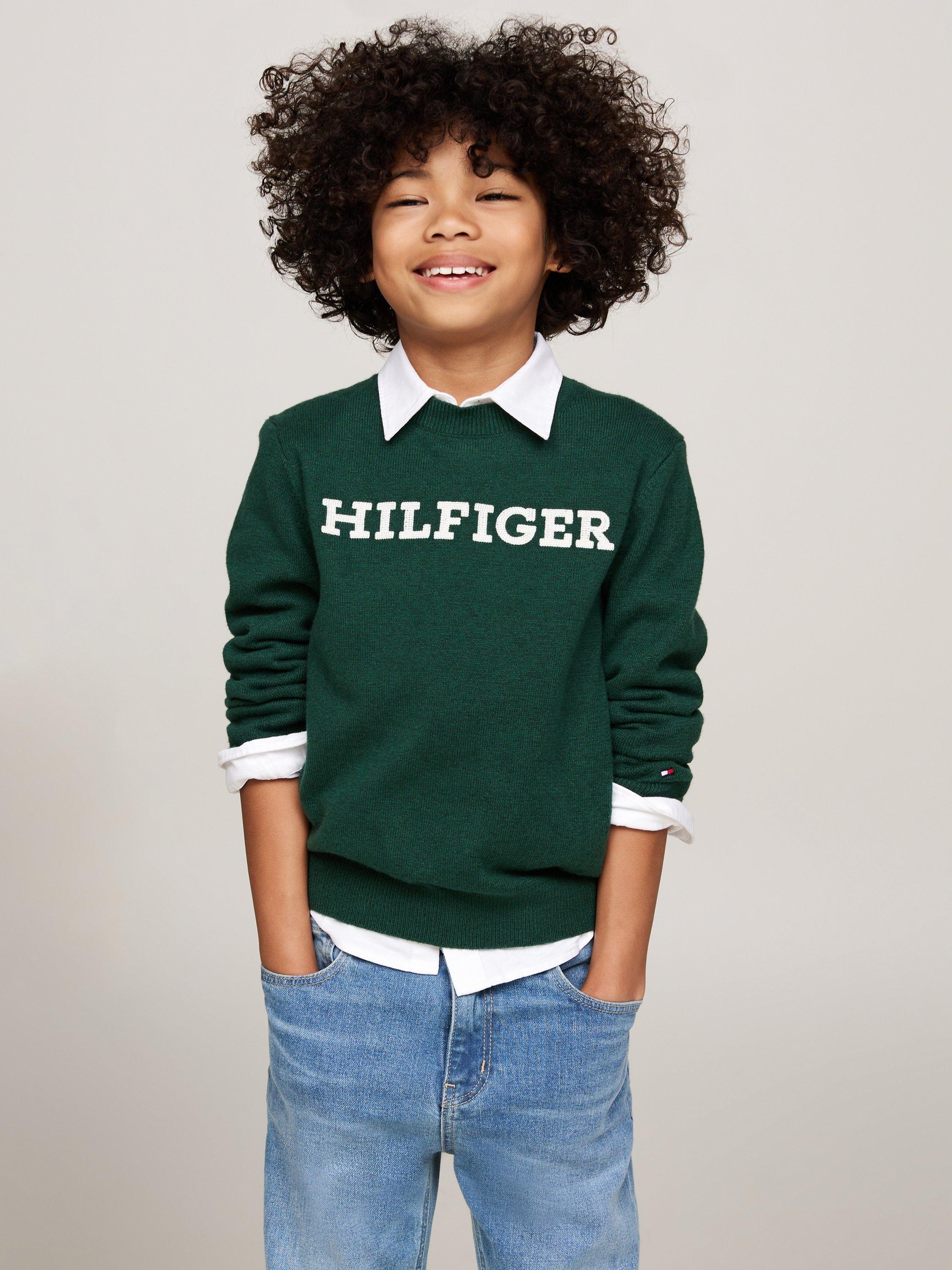 Tommy Hilfiger Kids' Monotype Regular Sweatshirt, Ornamental Green