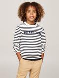 Tommy Hilfiger Kids' Monotype Striped Sweatshirt, White/Multi