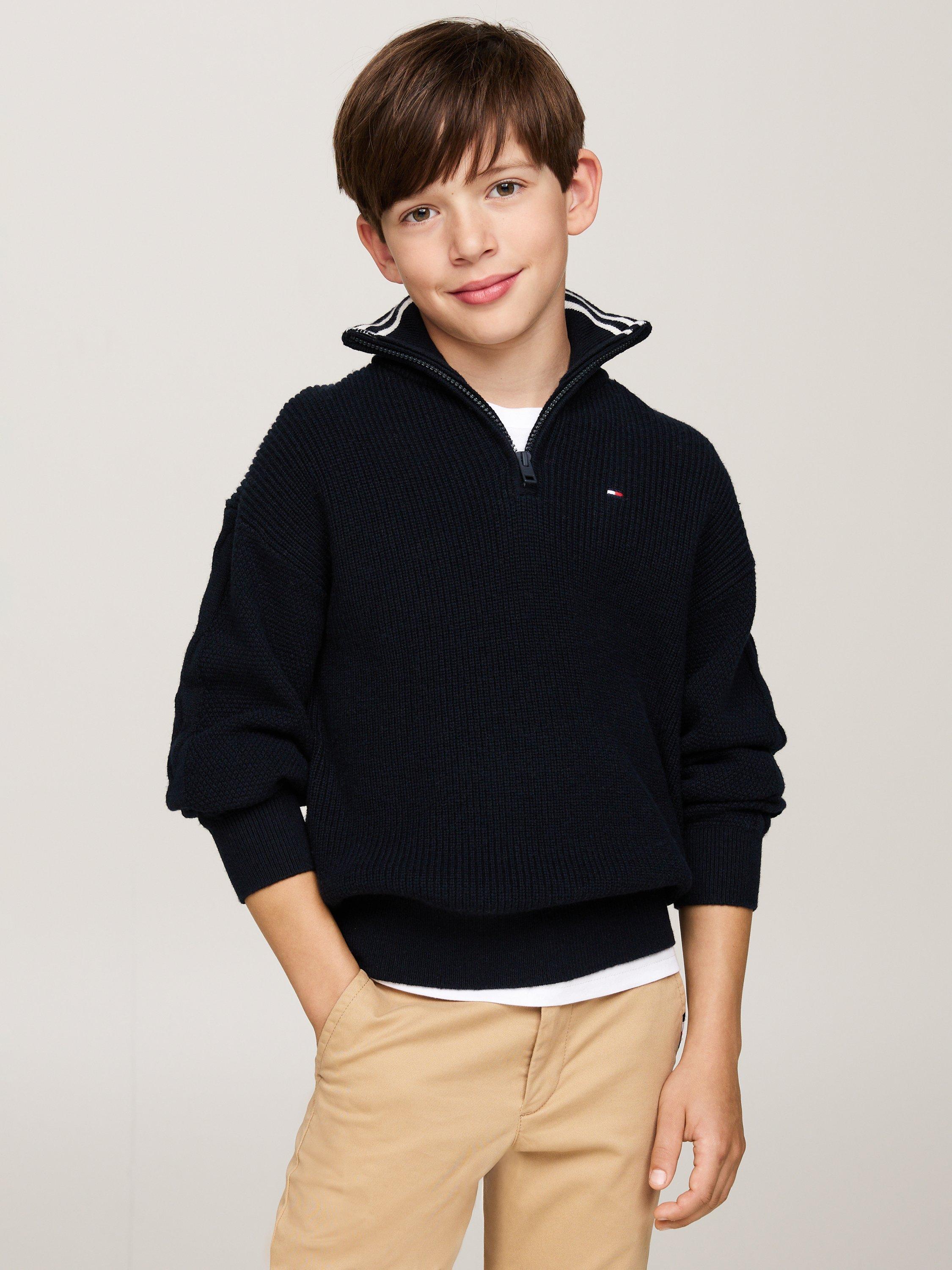 Tommy Hilfiger Kids' Half Zip Jumper, Desert Sky