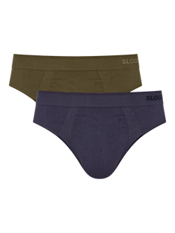 sloggi GO Smooth Briefs, Pack of 2, Navy/Khaki