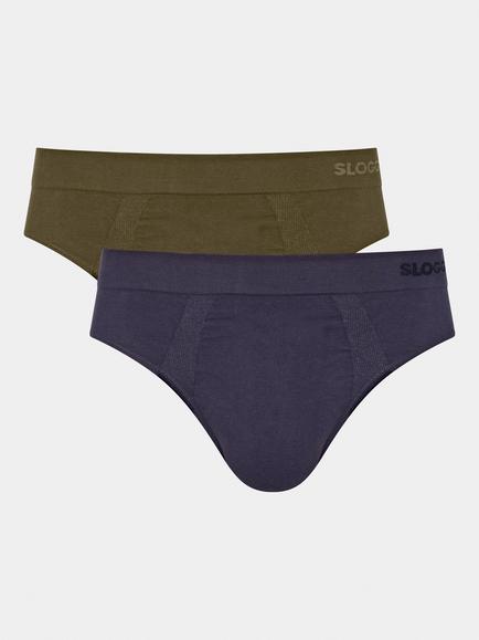 sloggi GO Smooth Briefs, Pack of 2, Navy/Khaki