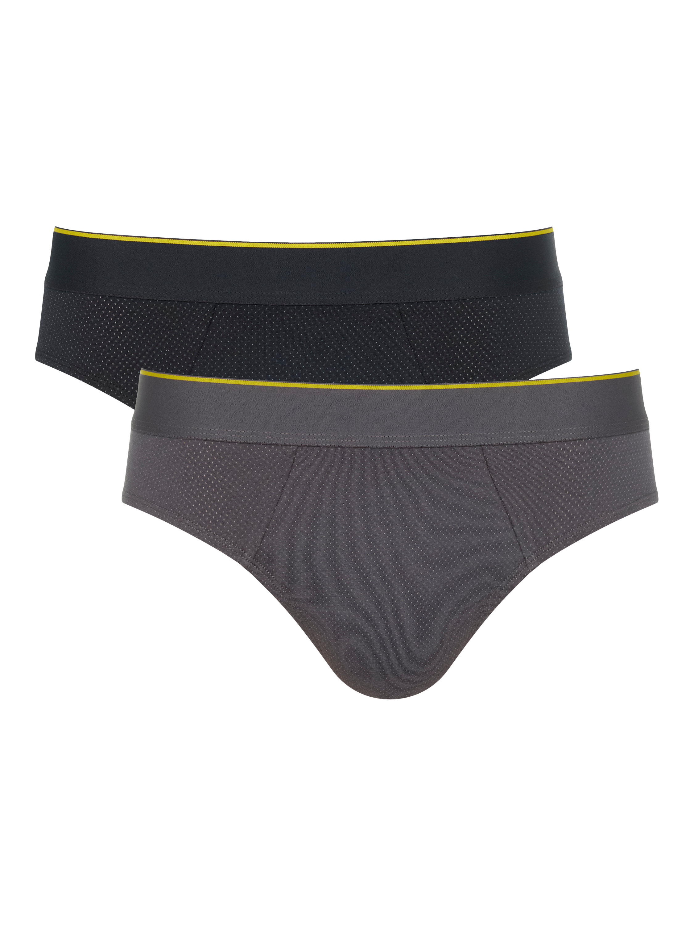 Product image 1 of 6, which shows sloggi Ever Airy Cotton Briefs, Pack of 2, Black/Grey, S