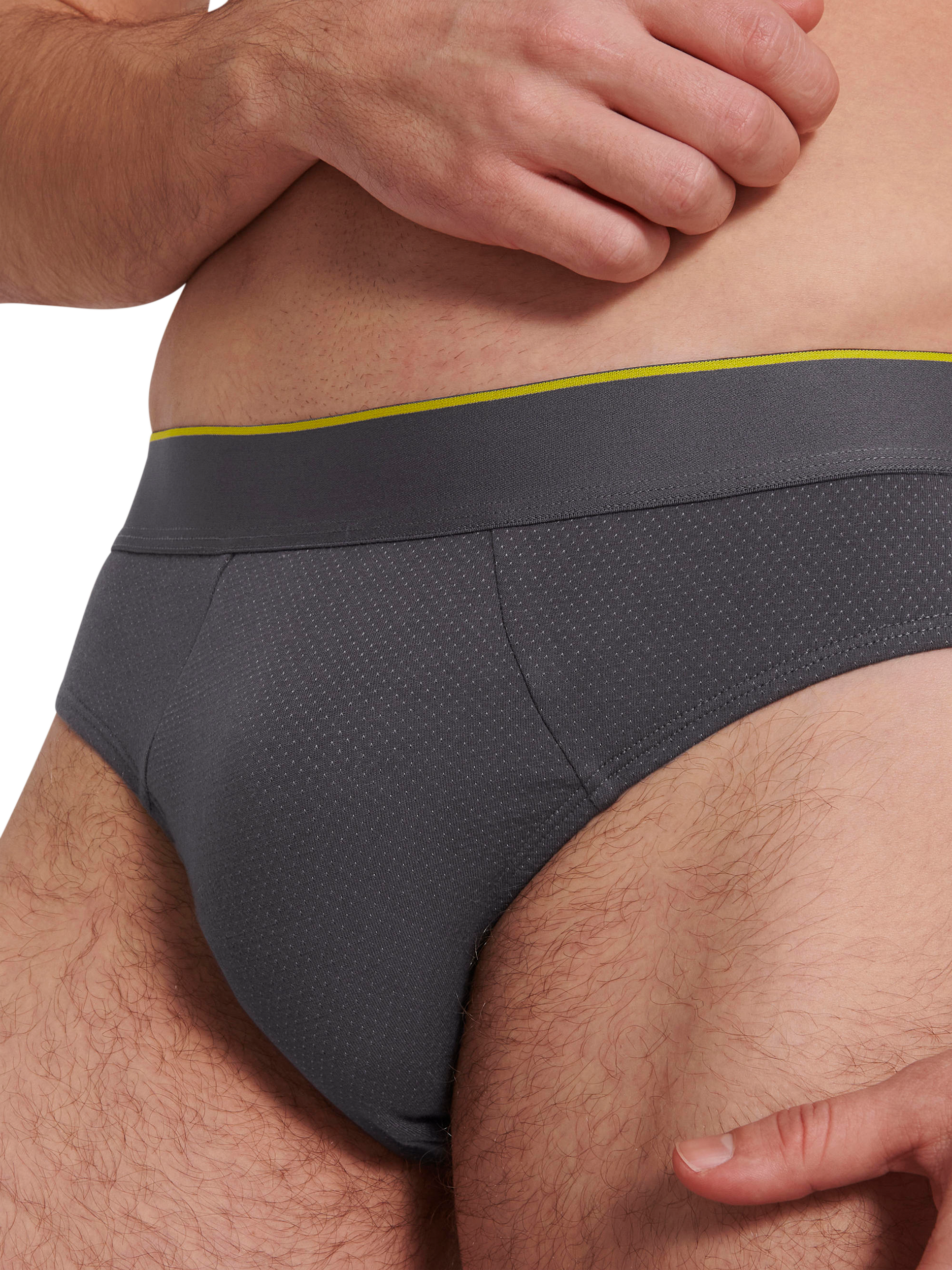 Product image 4 of 6, which shows sloggi Ever Airy Cotton Briefs, Pack of 2, Black/Grey, S