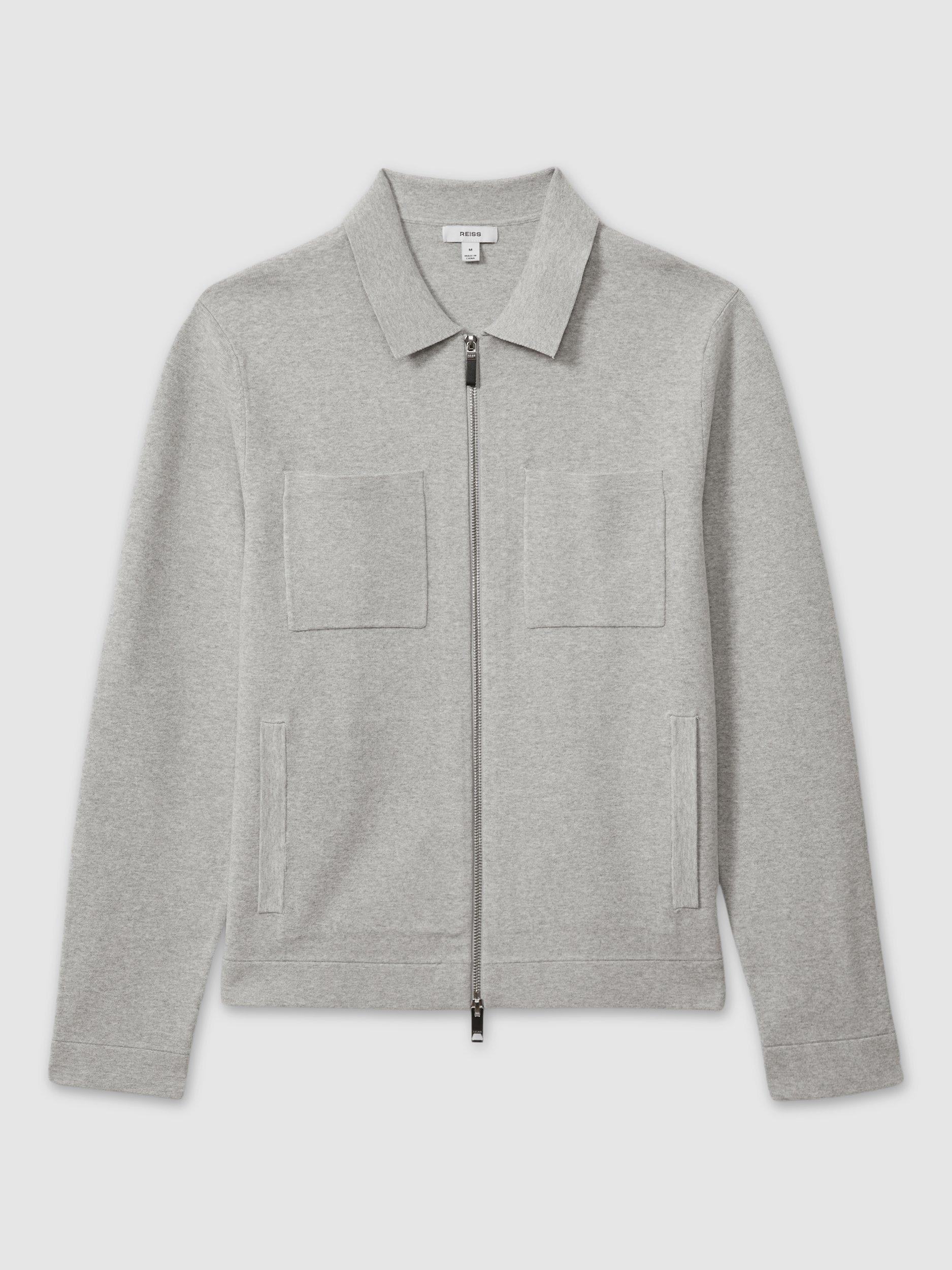 Product image 3 of 5, which shows Reiss Rivers Zip Cardigan, Soft Grey, XL