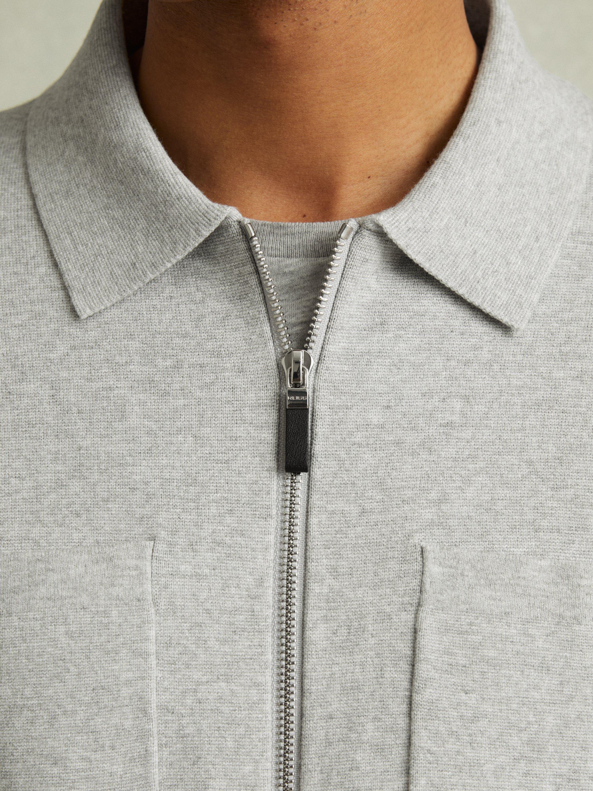 Product image 5 of 5, which shows Reiss Rivers Zip Cardigan, Soft Grey, XL
