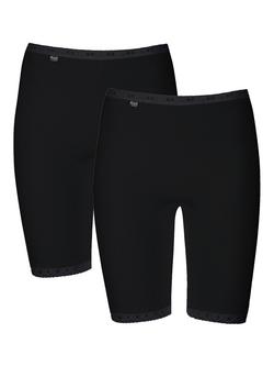 sloggi Basic+ Long Shorts Knickers, Pack of 2, Black