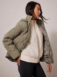 Mint Velvet Quilted Hooded Jacket, Khaki