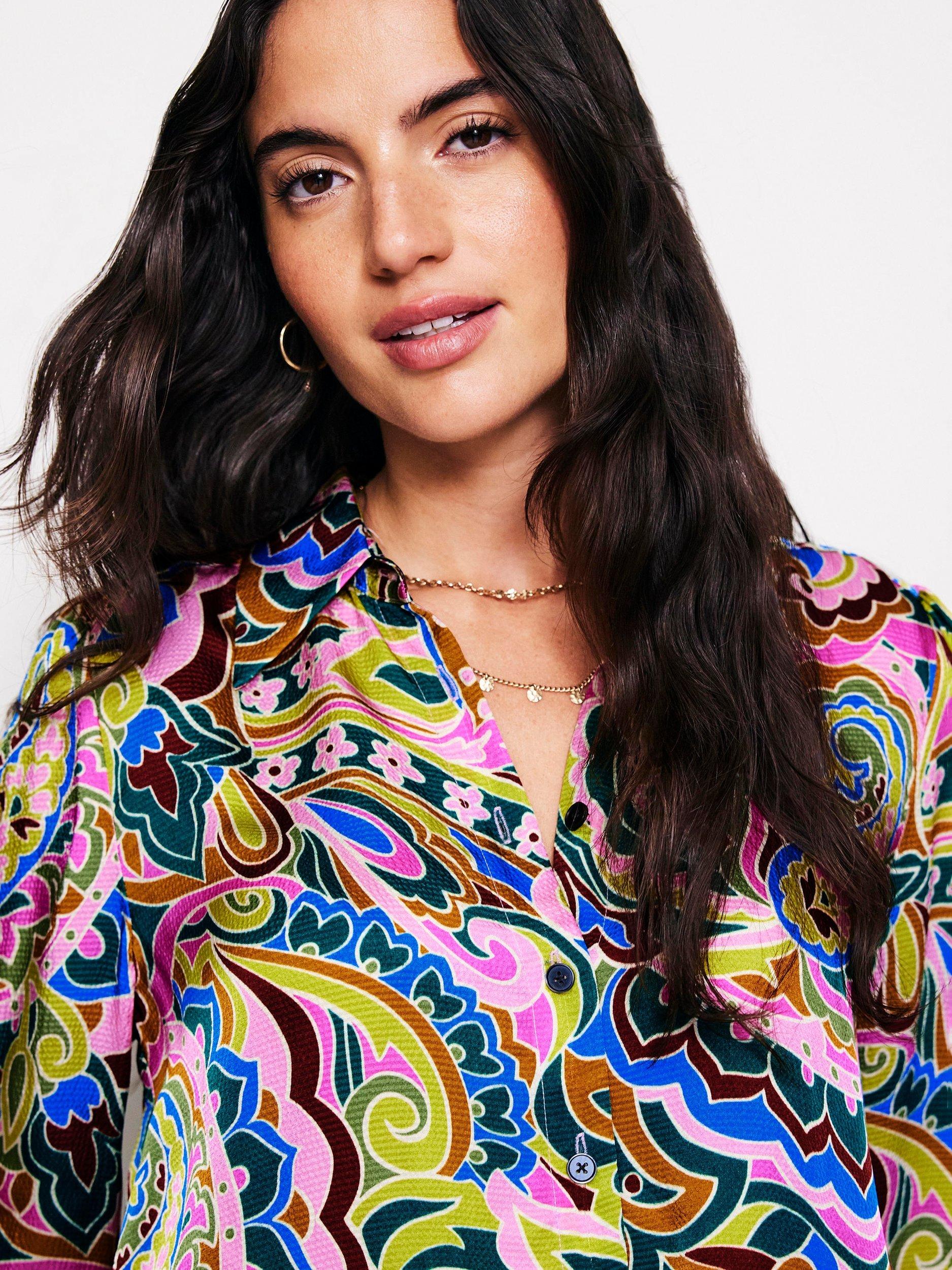 Boden Abstract Hammered Satin Top, Multi, 12